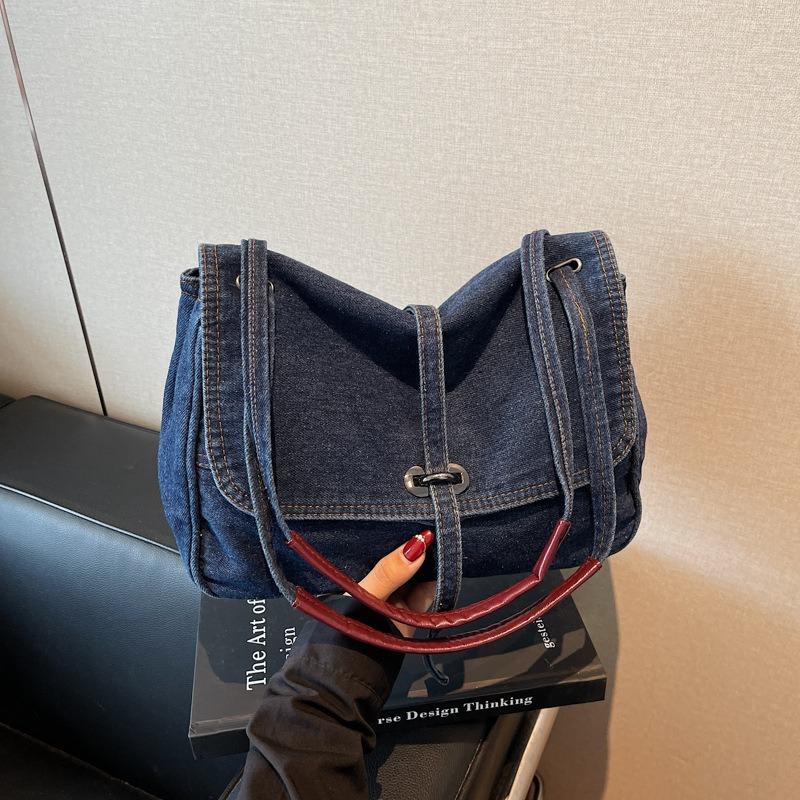 Simple denim bag women's new popular casual shoulder bag large capacity tote bag fashion messenger bag