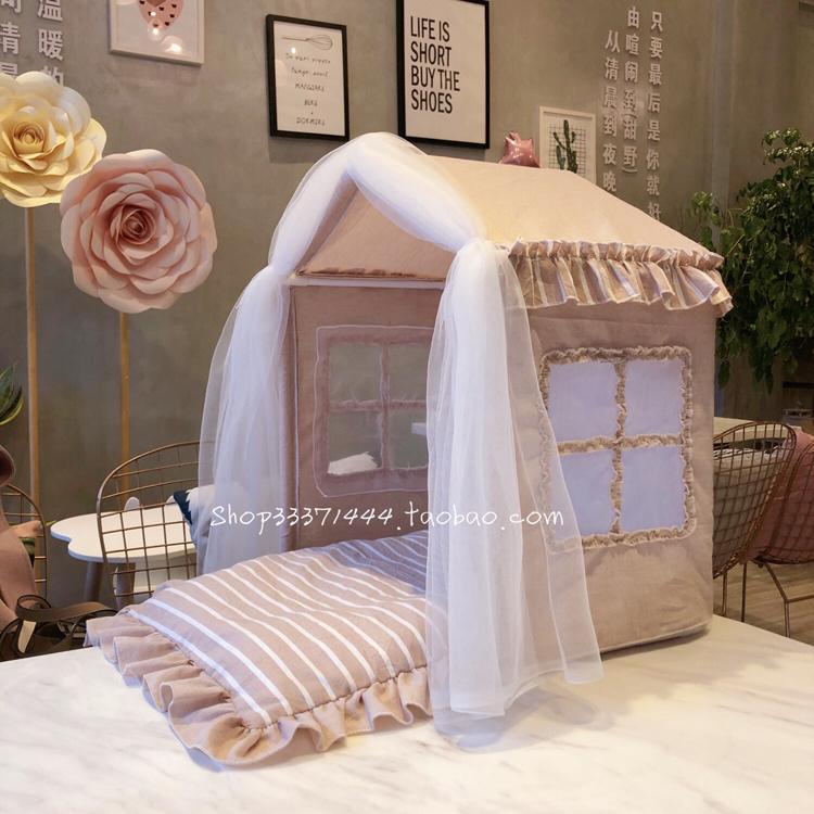 

Cute Princess Pet House Washable Dog or Cat Bed for Small Breeds All-Season Cozy Shelter for Puppie Cotton Cushion Pet Furniture 30x40Cm