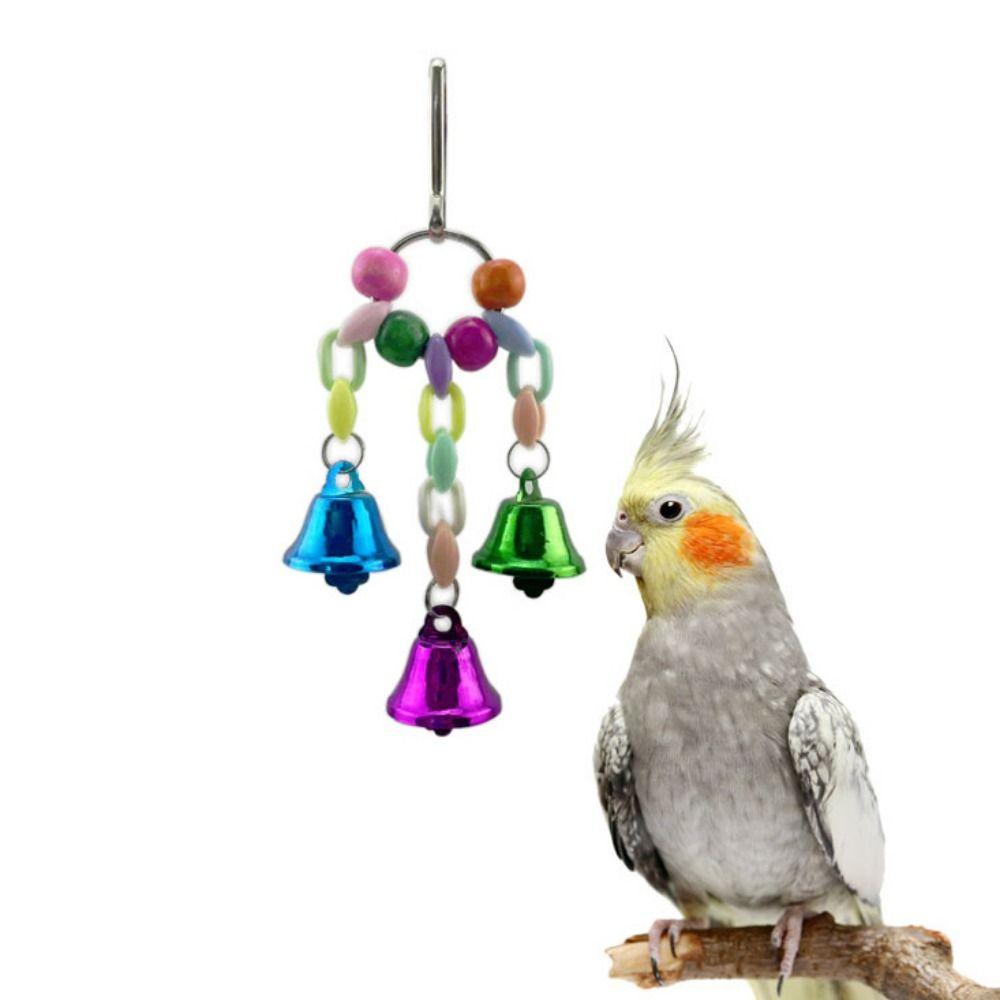 Metal Bird Ring Bell Hanging Parakeet Chew Toy Parrot Hanging Swing Chain Toy  Playing