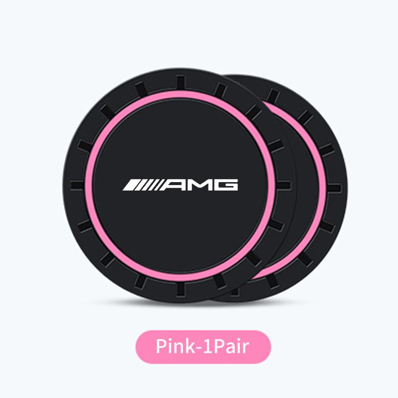 

GLC GLB 2PCS Car Coasters Water Cup Slots Non-Slip Mat Waterproof Cup Pad For Mercedes Benz AMG A C Class W201 W210 W108 W204 W