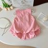 Children's Set Summer Korean Girls' Bow Sleeveless Vest+shorts Casual Dress