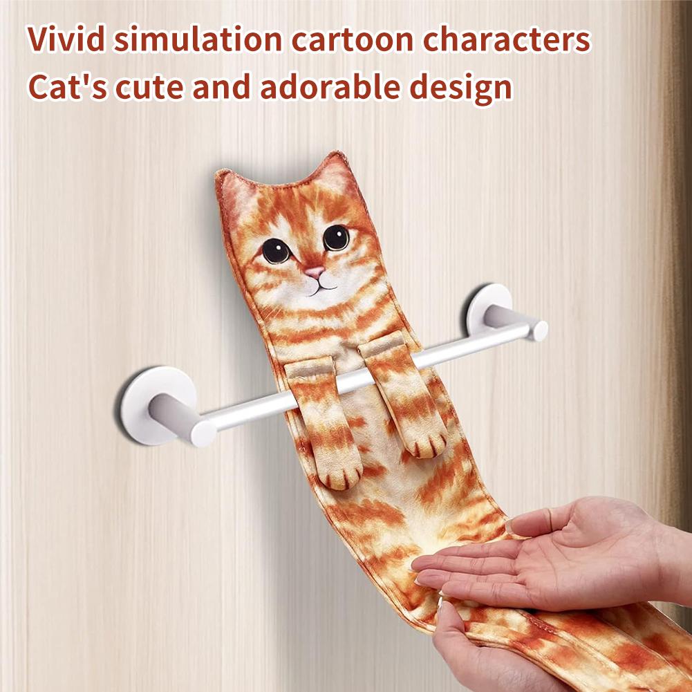 Funny Cat Hand Towel for Kitchen and Bathroom,  Cute Cat/Dog Decorative Hanging Towels Soft Christmas Cat Lovers Gifts for Women