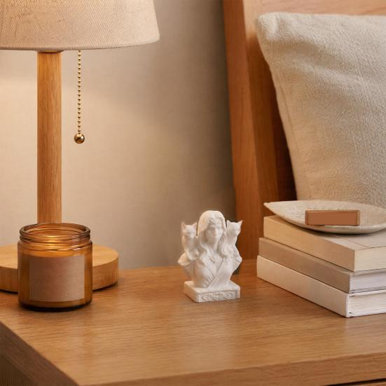3D Printed Goddess with Cats Figurine, Nordic Mythology Frigga & Double Cats Statue, Artistic Desktop Sculpture Decoration for Home Office