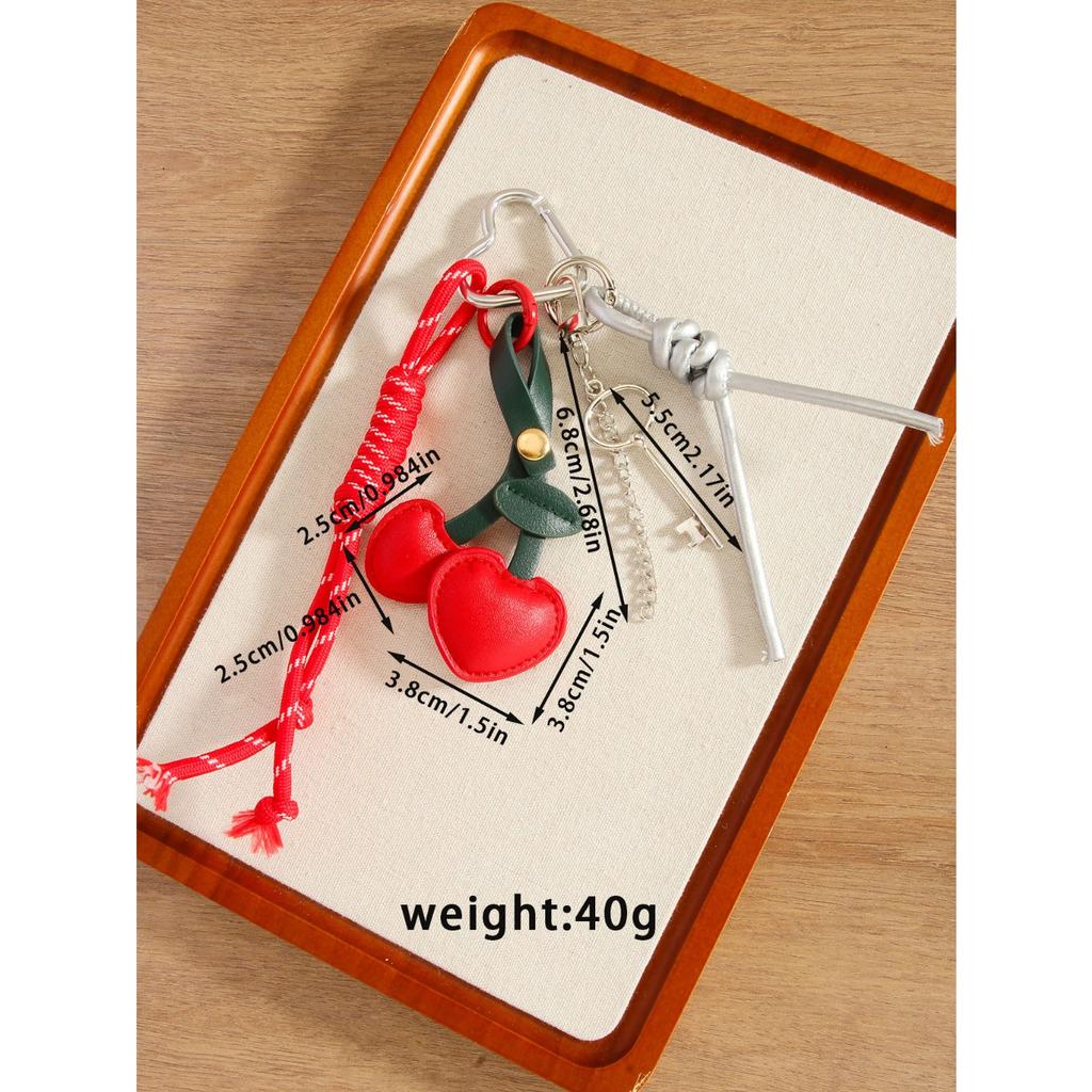 Nischen-Retro-PU-Kirschtaschen-Anhänger, Koreanischer süßer lustiger Früchte-Schlüsselanhänger, Leichter Luxus, Premium