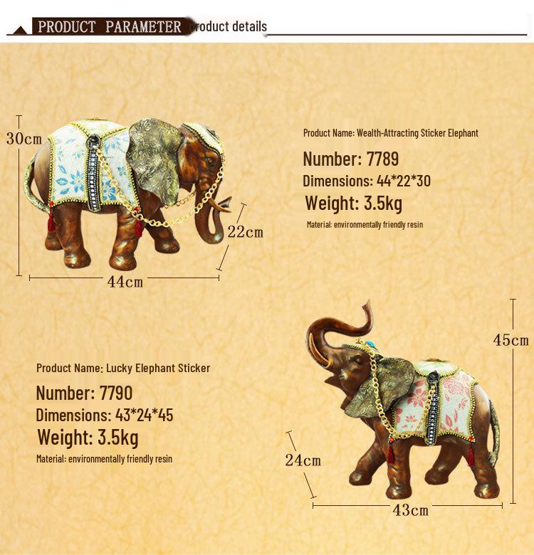 Thai-Style Lucky Elephant Ceramic Ornament for Home or Office Decor