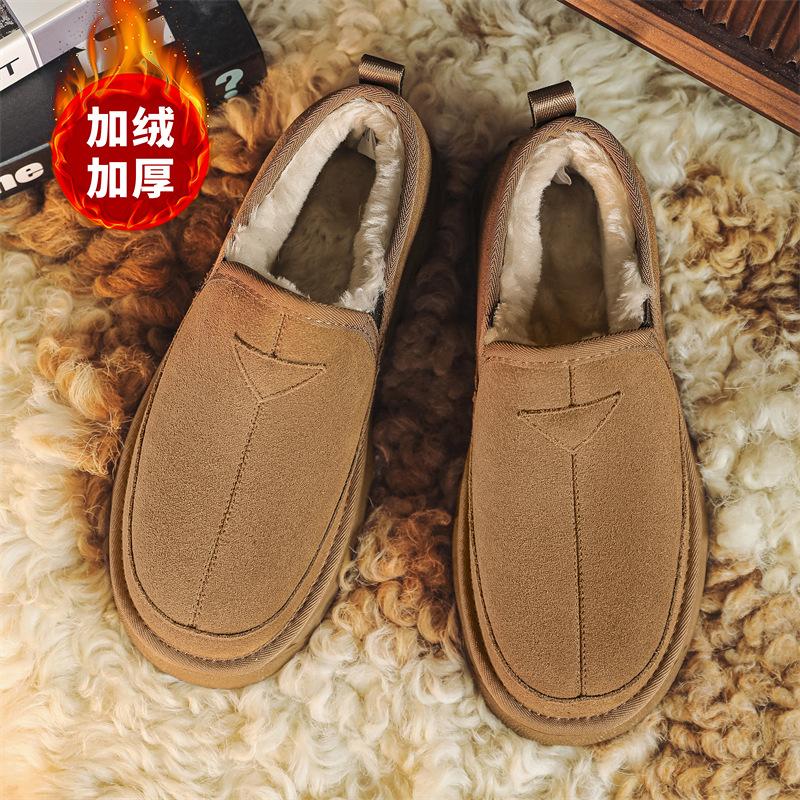 Niche winter new cotton shoes velvet warm snow boots genuine leather short boots 39 коричневый