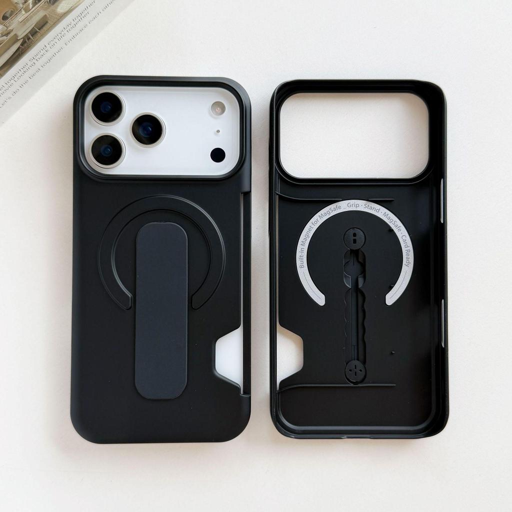 Matowe Magnetyczne Etui Apple 17 Pro Max z Niewidocznym Stojakiem i Uchwytem na Karty do iPhone 16/15/14