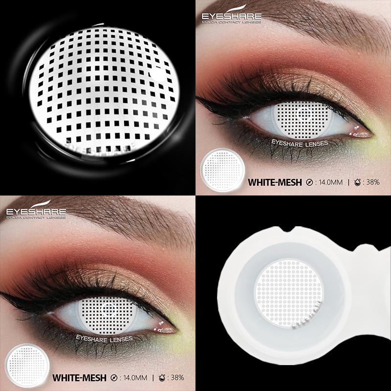 1 Pair Color Contact Lenses for Eyes Cosplay White Lenses Anime Accessories Lenses Black Contacts Lenses for Halloween