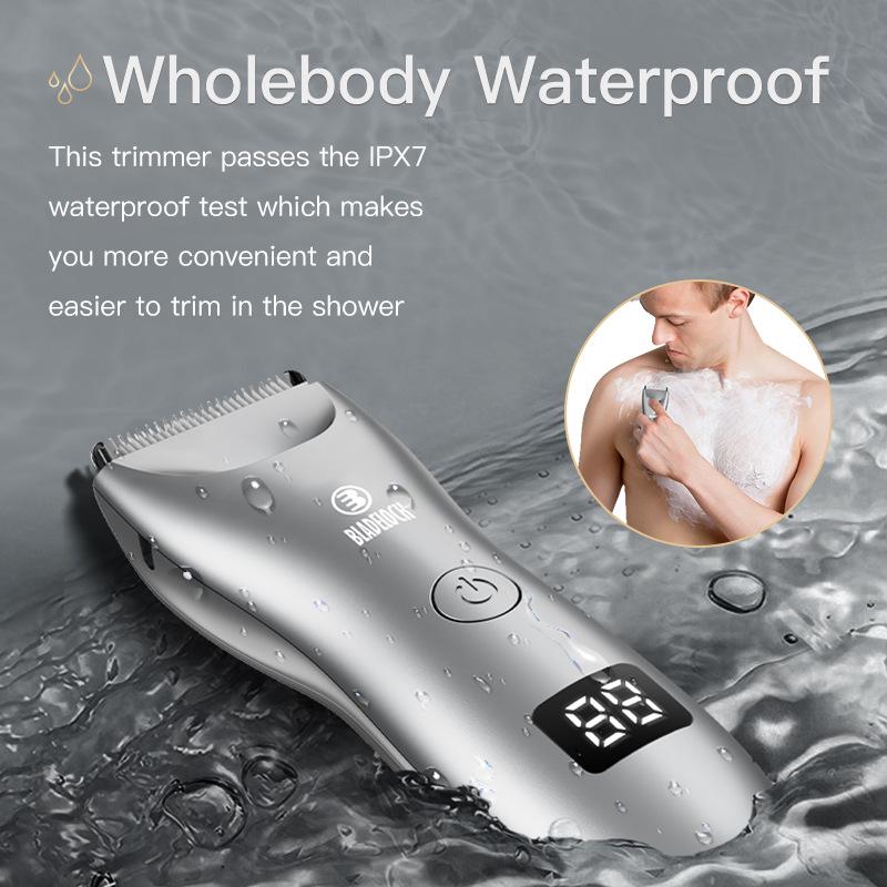 Men's Waterproof Electric Hair & Beard Clipper with Safety Blade and LED Light