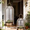 Vintage Brass Metal Candle Holder Set Glass Dome Table Candlelight Ornaments  Hanging Decor
