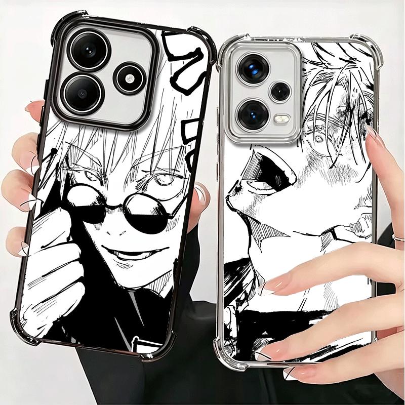 Cool Black JUJUSU Anime Soft Phone Case For Xiaomi Redmi Note 14 15 Pro Plus 13 12 11S 11T 5G 10 9S 9 Plating Anti-Fall Fundas