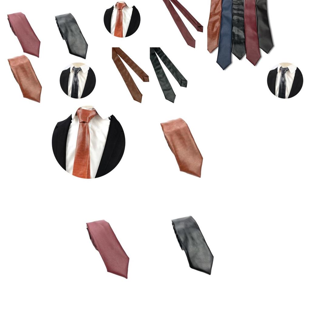 Herren Pu-Leder Krawatte Schmale Version 5,5 cm Breite Britischer Business-Stil Einfarbig