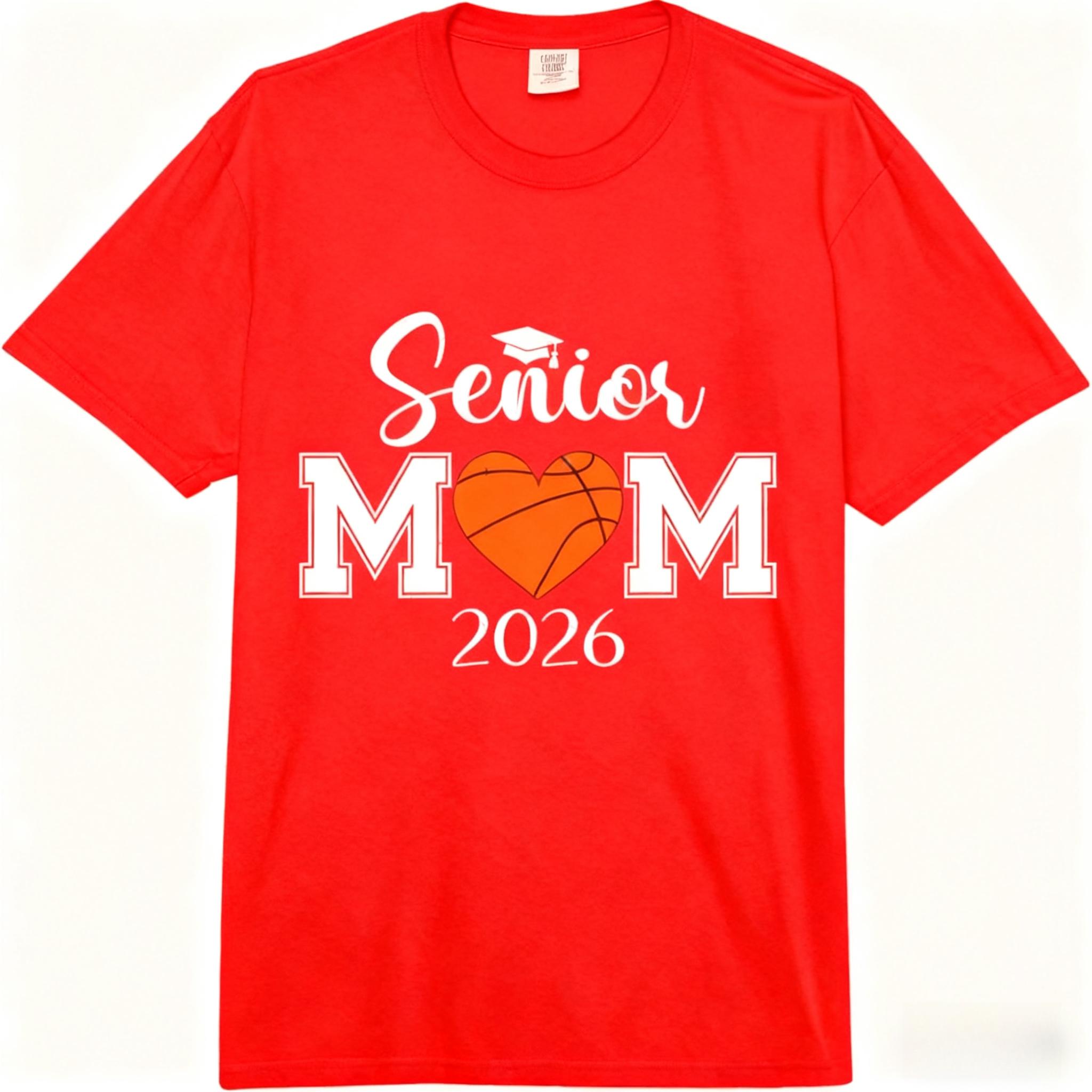 

Senior Basketball mom Class of 2026 Player Graduation Grad Comfort 100% Cotton Adult Heavyweight Unisex Fashion Casual T-Shirt 4XL