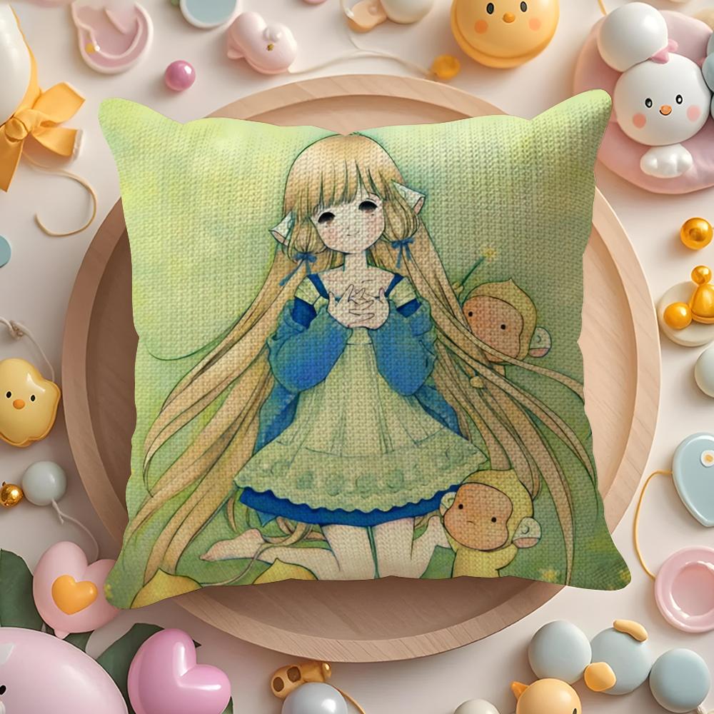 Vintage Anime Chobittsu C-Chobits Pillow Case Sofa Living Room Bedroom Headboard Backrest Cushion Square Cushion
