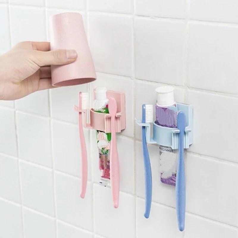 1 Pack Toothbrush Holder Bathroom Wall Sticker Hook Bathroom Drain Creative Storage Box Bathroom Accessories