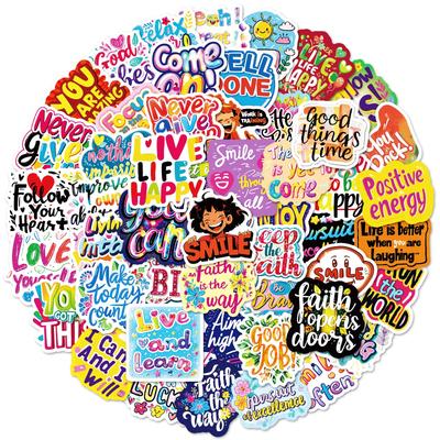 50 Healing Sunshine Upward English Phrases Premium Stickers PP Material Waterproof Decorative Stickers