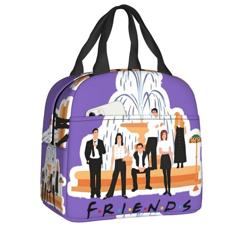 Custom Retro Vintage Friends Collage Insulated Lunch Bags for Work School Classic TV Show Cooler Thermal Lunch Box Women Kids 22x20x13cm
