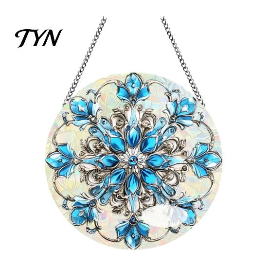 Durable Acrylic Holiday Signage Christmas 2D Hanging Ornaments, Stained Glass Style Snowman Santa Snowflake Lightweight Wall Ornaments Window