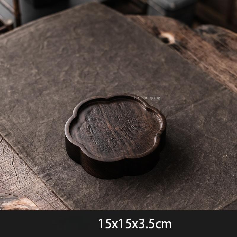 Tea Art Tools Sandalwood Pot Bearing Japanese Black Whole Wood Solid Wood Dry Brewing Table Small Tea Table/pot Holder/pad/plate