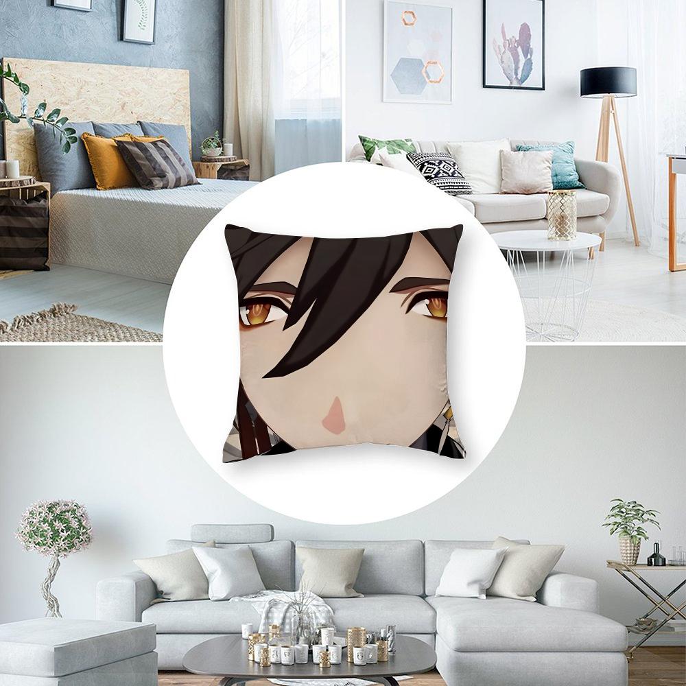 Zhongli Genshin Impact Pillow Case 3D Print Polyester Fiber 45*45 cm Home Sofa Throw Pillow Cover Decoration Festival Gift