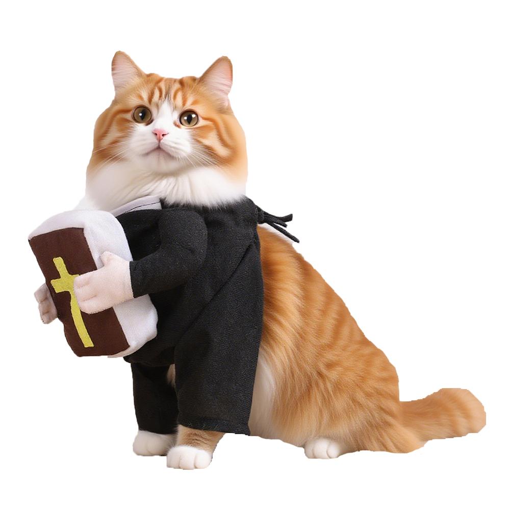 Cat Halloween Clothes with Bible Cross Dressing Up Party Costumes for Small Medium Dog Cats Kitten Funny Jesus Cosplay Outfits