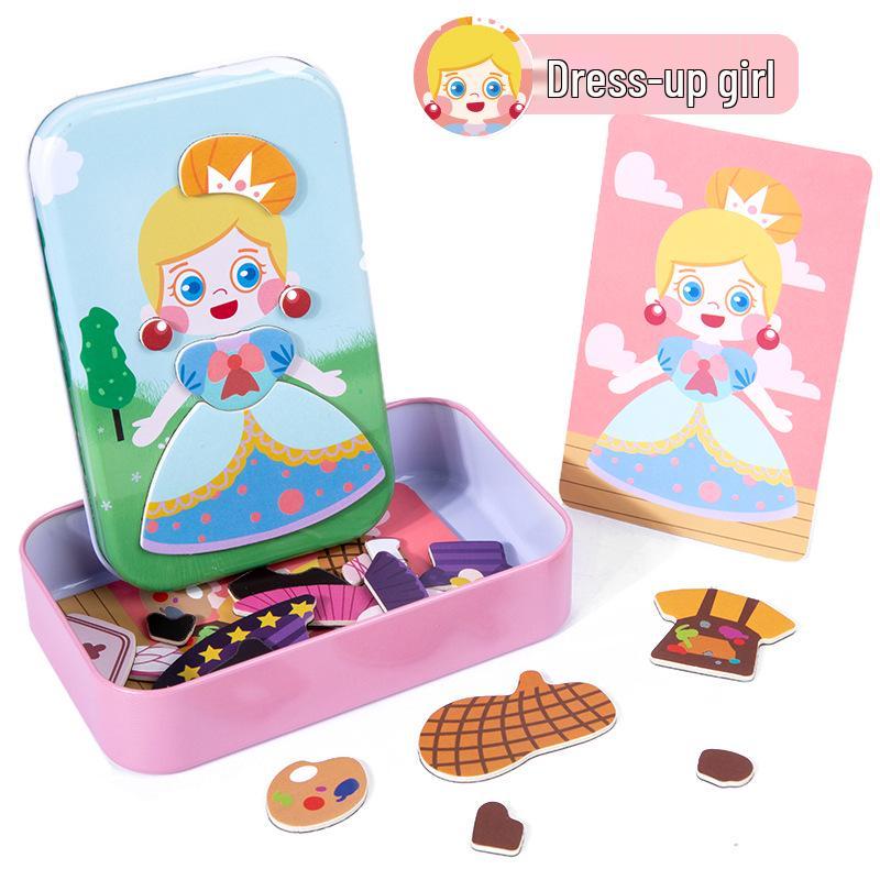 Tin Box Magnetic Dress-Up Puzzle: Children's Educational Toy for Early Development