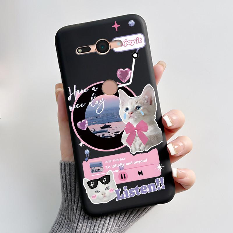 Per Sony Xperia XZ2 Compact H8324 H8314 Custodia Estetica Moda Gatto Carino Cartone Animato Antiurto Nero Silicone Morbido Sottile Cover Posteriore