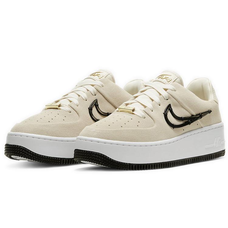 New Nike Air Force 1 Sage Low Lx Light Cream Black Women's CI3482-200