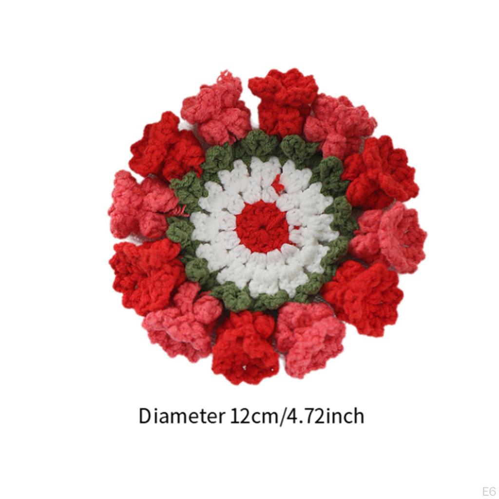 Crochet Coaster Cup Mat Cute Lily of The Valley Flower for Tabletop Dining Room