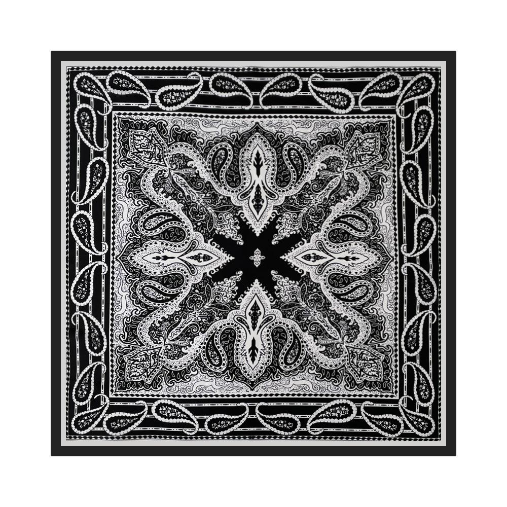 Simulation Silk 71 Retro Small Square Scarf Women's Cashew Flower Black Silk Scarf Thin Scarf Temperament Scarf Scarf Scarf Scarf Tied Bag Decoration