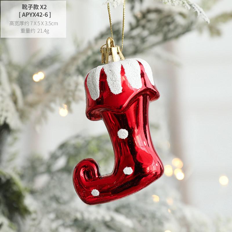 2Pcs Christmas Tree Decorations Santa Claus Ice Cream Snowman House Star Crutch Boots Ornaments Christmas Ornaments Pendant
