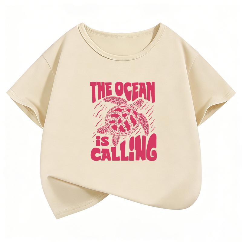 The Ocean Is Calling Sea Turtle Graphic Design T Shirts Manga Kids Childrens Tshirt Boys Girls Summer Spring Casual Top Tee 110