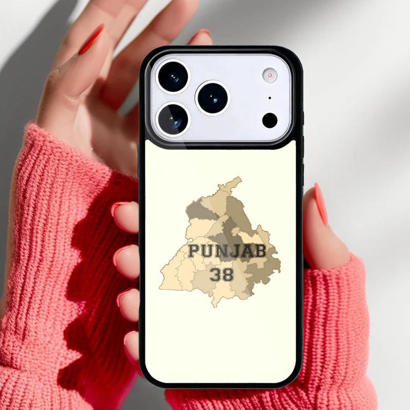 Punjab Map Outline Phone Case for iPhone 17 Air 16e 15 14 13 Pro Max Back Cover for 12 11 Pro Coque