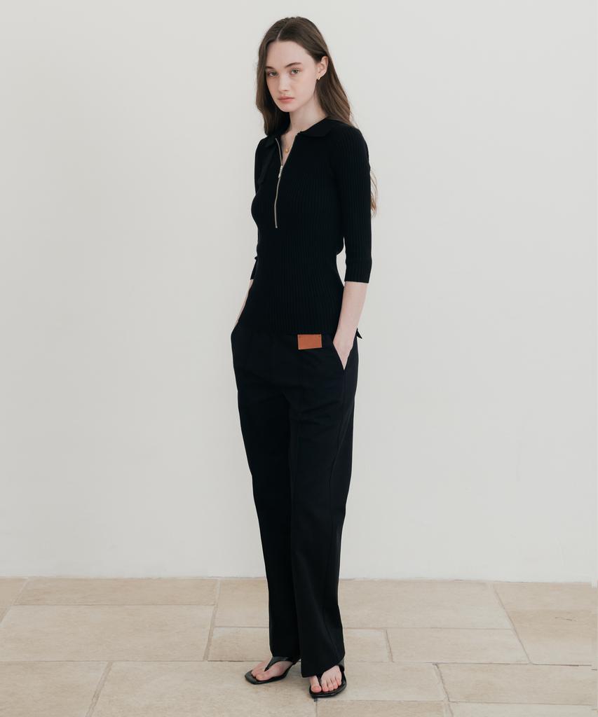 SSIN AND LEE (W) Lounge Half Knit Polo Shirt Black