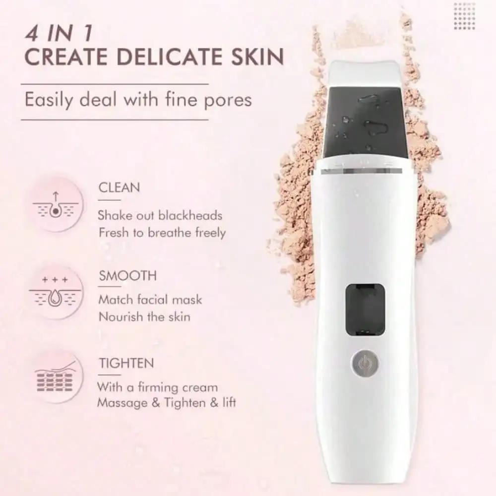 EMS Ultrasonic Skin Scrubber Vibration Facial Spatula Peeling Shovel Ion Acne Blackhead Remover Clean Cavitation Face Massager