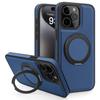 For iPhone 15 Pro Case with Ring Kickstand Compatible with MagSafe PU Leather Back Cover