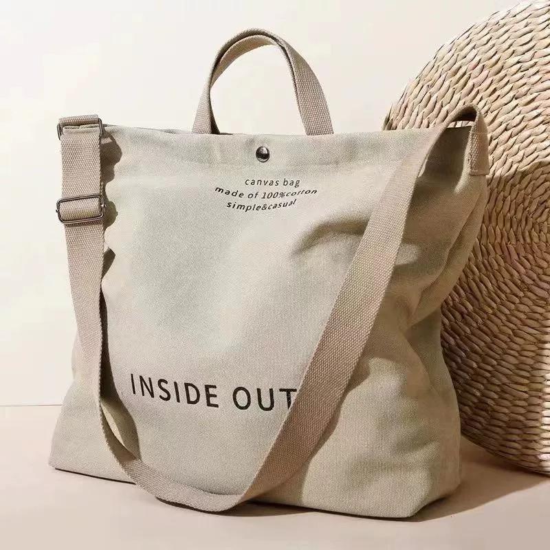 Casual Large Capacity Fashionable Shoulder Bag High-quality Canvas Washable Non Fading Letter Printed Zipper Handbag Adjustable Shoulder Strap