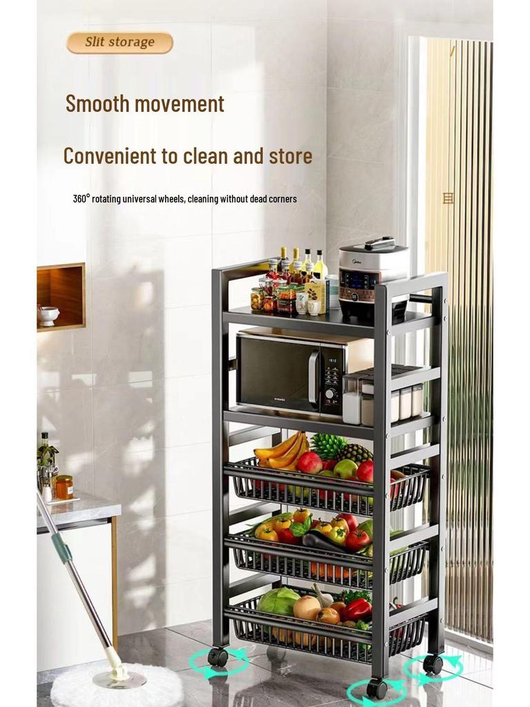 2025 Multifunctional Floor-Standing Kitchen Storage Rack: Multi-Layer Vegetable Basket Shelves