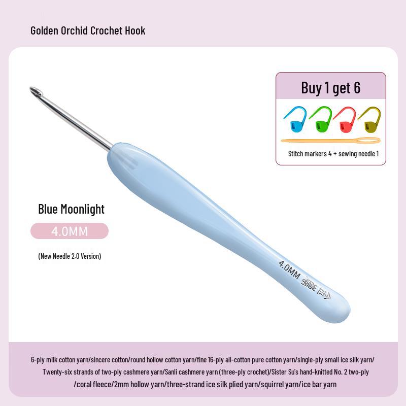 Soft Grip Resin Crochet Hook with Hand-Polished Stainless Steel Needle for Doll and Wool Knitting