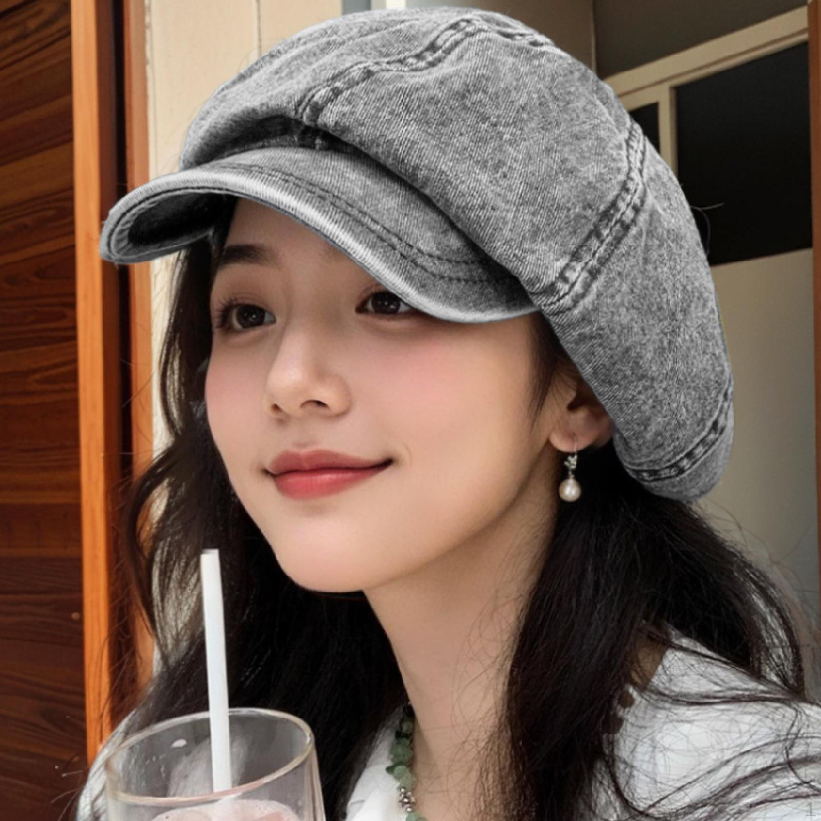 

Плоская кепка для женщин Головной убор Серый берет Шляпа Покупки Активный отдых Подарок