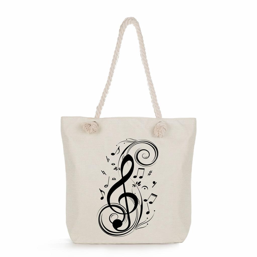 Multifunctional note Printed Thick Rope Shoulder Beach Bag Casual large capacity handbag 7611