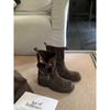 Cowhide Version~ Heightening .5 Martin Boots Women's Maillard Thick Heel Boots Thick-soled Buckle Short Boots