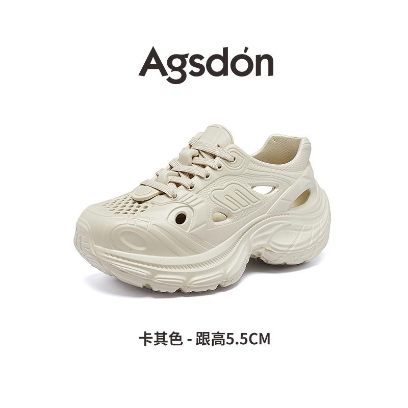 Augustine sports dad sandals women's 2025 new spring and summer hole white shoes soft-soled wading beach shoes