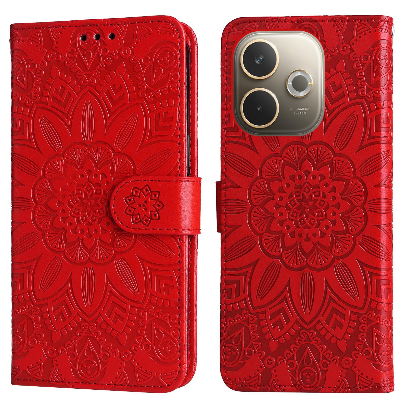 

For Oppo A5 Pro 5G/A5 Vitality Edition Case Sunflower Imprint Leather Wallet Phone Cover Red