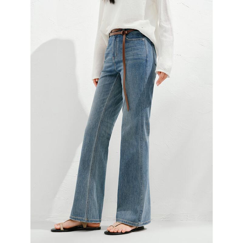 JUZI Annakou Women's 2025 Summer Vintage Washed Denim Flared Jeans