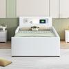 Upholstered Children's Bed 90*200 Cm, With Night Light and USB Charging Port, Storage Compartments, Raised Side Panels, Faux Leather Fabric, White