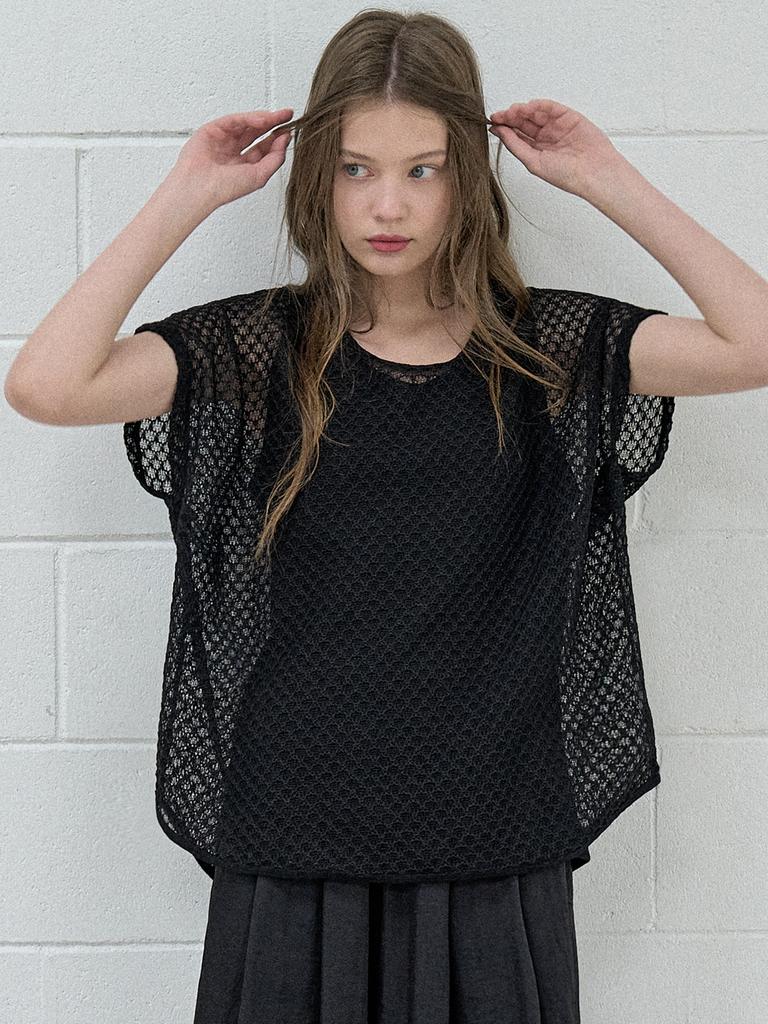 AVANT-G Poncho Oversized Knit - Black