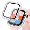 Bling Glass+Cover For Apple Watch Case 44 45mm 41mm 40 42mm 44mm Diamond bumper+Screen Protector for Series 11 10 9 8 7 5 6 SE