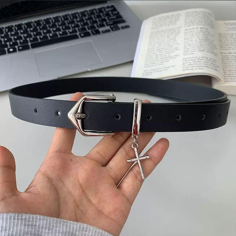 Denim Black Sleek Belt For Fashionforward Young Adults Korean Inspired Simple Accessory Ideal For Looks Casual
