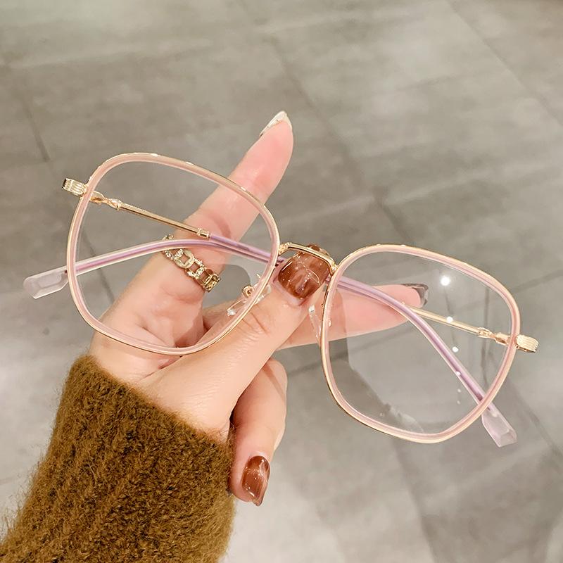 The Same Matte Lime Green Glasses Frame Plain Face Large Frame Polygonal Ultra-Light Myopia Women'S Anti-Blue Light Glasses